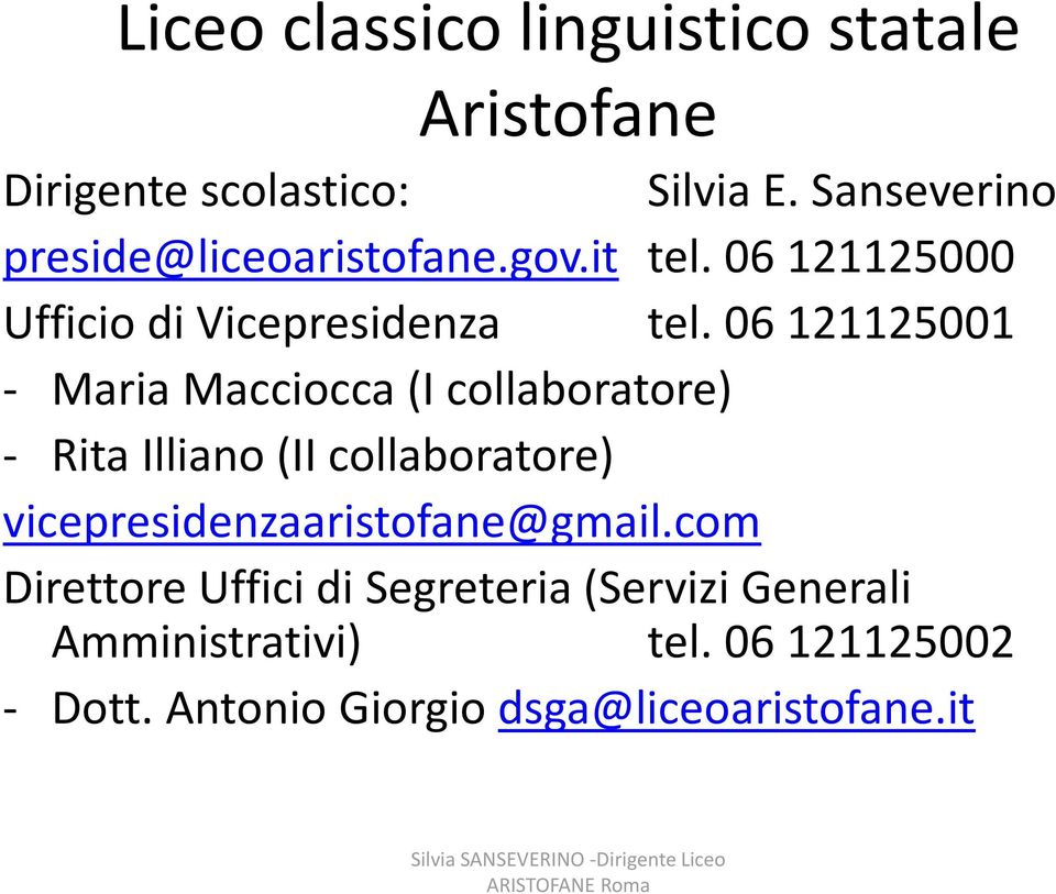 06 121125001 - Maria Macciocca (I collaboratore) - Rita Illiano (II collaboratore)