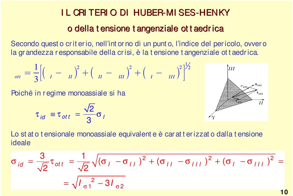 t = é s - s + s - s + s -s 3 êë ù ( ) ( ) ( ) Poiché in regime monoassiale si ha τ τott = σ 3 ott Lo stato