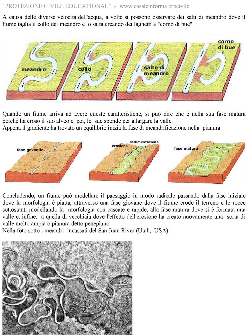 Appena il gradiente ha trovato un equilibrio inizia la fase di meandrificazione nella pianura.