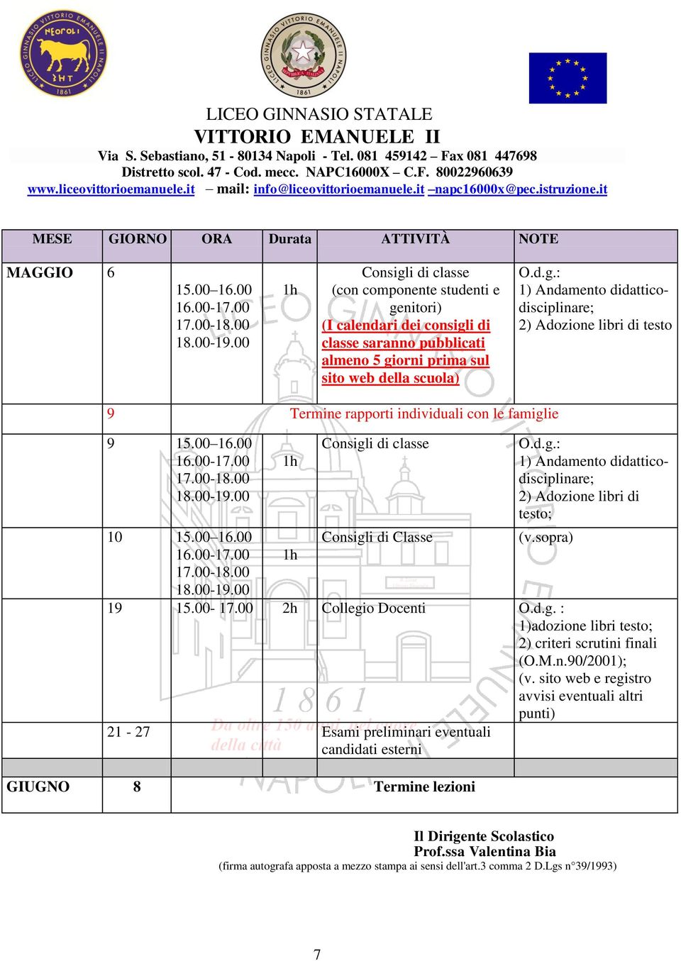 Adozione libri di testo 9 Termine rapporti individuali con le famiglie 9 15.00 16.00 : 1) Andamento didatticodisciplinare; 2) Adozione libri di testo; 10 15.00 16.00 Consigli di Classe 19 15.