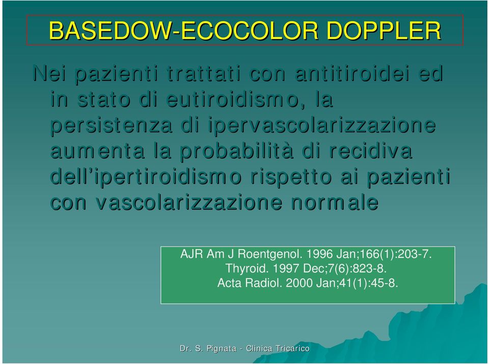 recidiva dell ipertiroidismo rispetto ai pazienti con vascolarizzazione normale AJR Am J