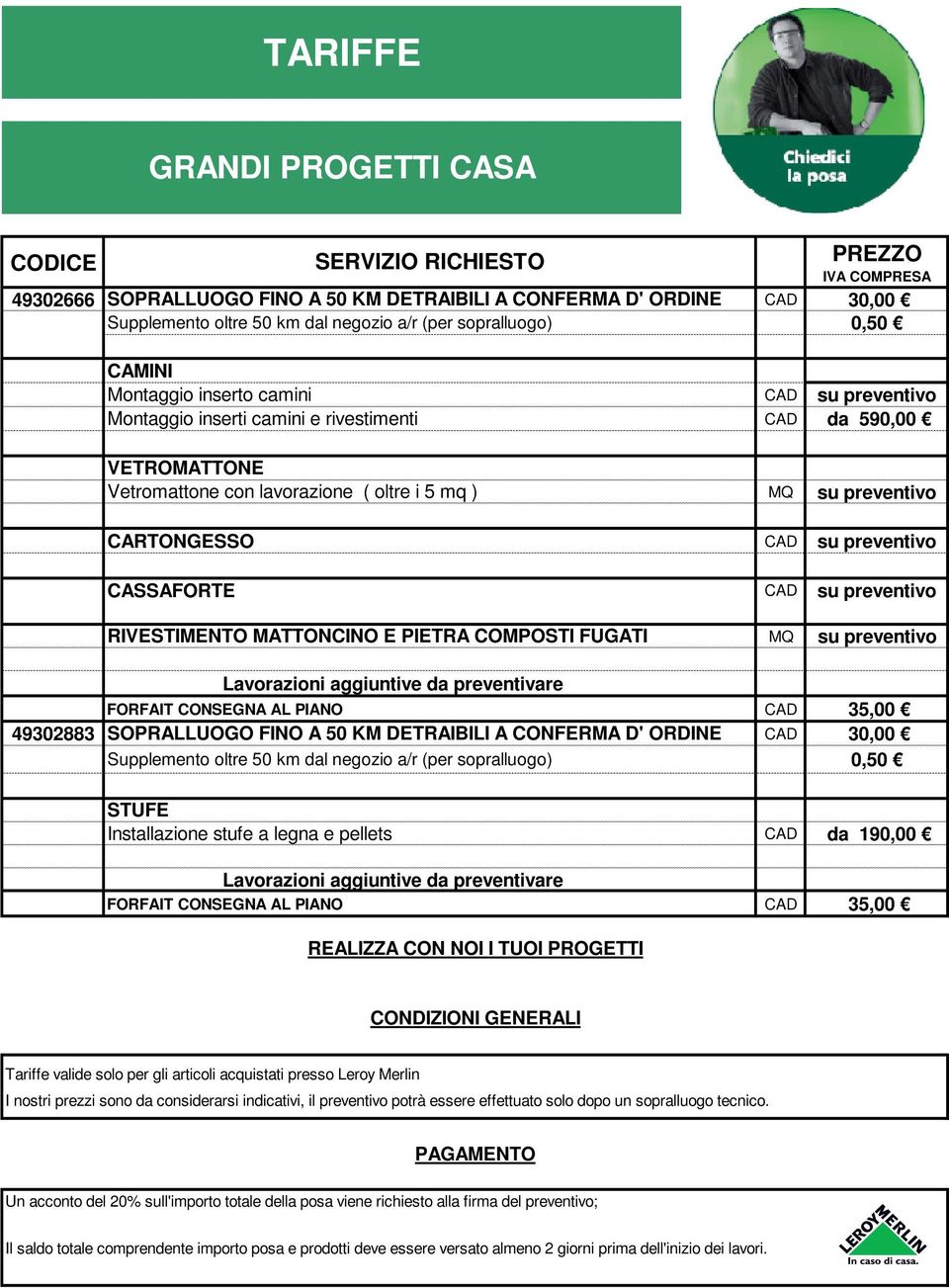 CASSAFORTE CAD RIVESTIMENTO MATTONCINO E PIETRA COMPOSTI FUGATI MQ FORFAIT CONSEGNA AL PIANO CAD 35,00 49302883 SOPRALLUOGO FINO A 50 KM DETRAIBILI A CONFERMA D'