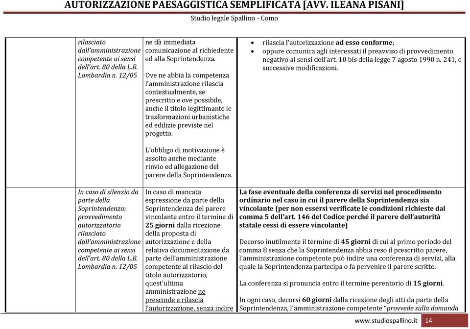 rilascia l'autorizzazione ad esso conforme; oppure comunica agli interessati il preavviso di provvedimento negativo ai sensi dell art. 10 bis della legge 7 agosto 1990 n.