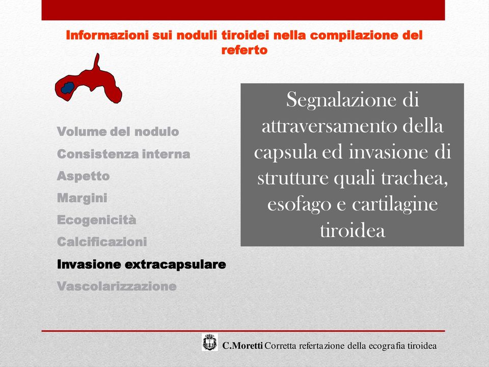 Invasione extracapsulare Vascolarizzazione Segnalazione di attraversamento