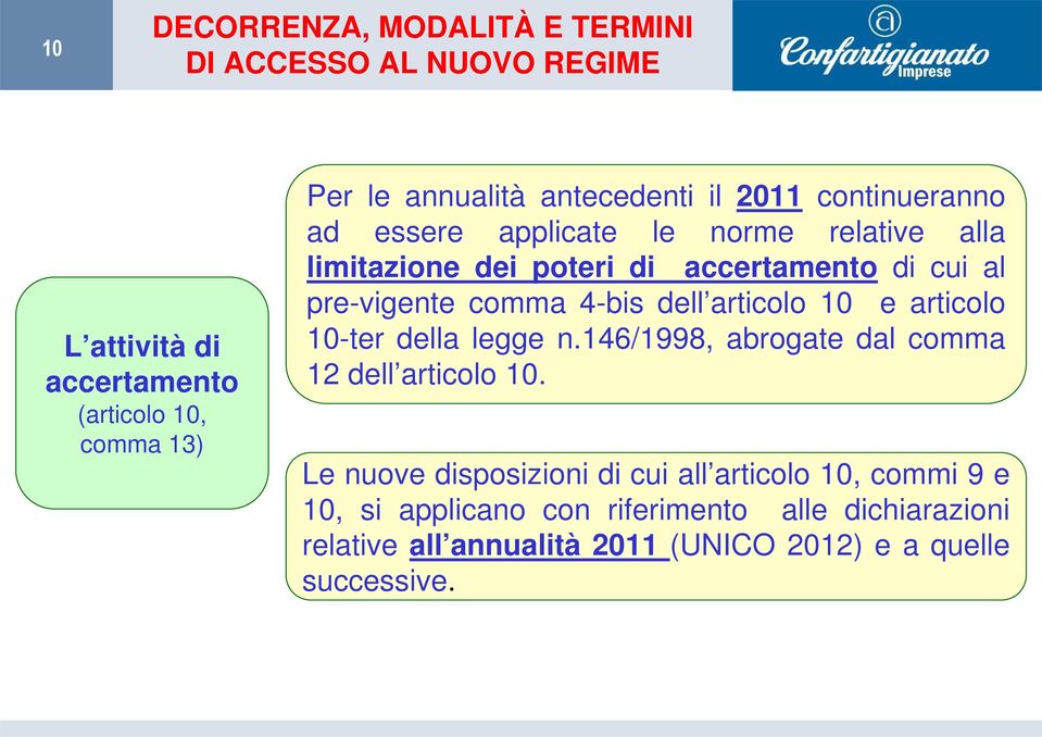 comma 4-bis dell articolo 10 e articolo 10-ter della legge n.146/1998, abrogate dal comma 12 dell articolo 10.