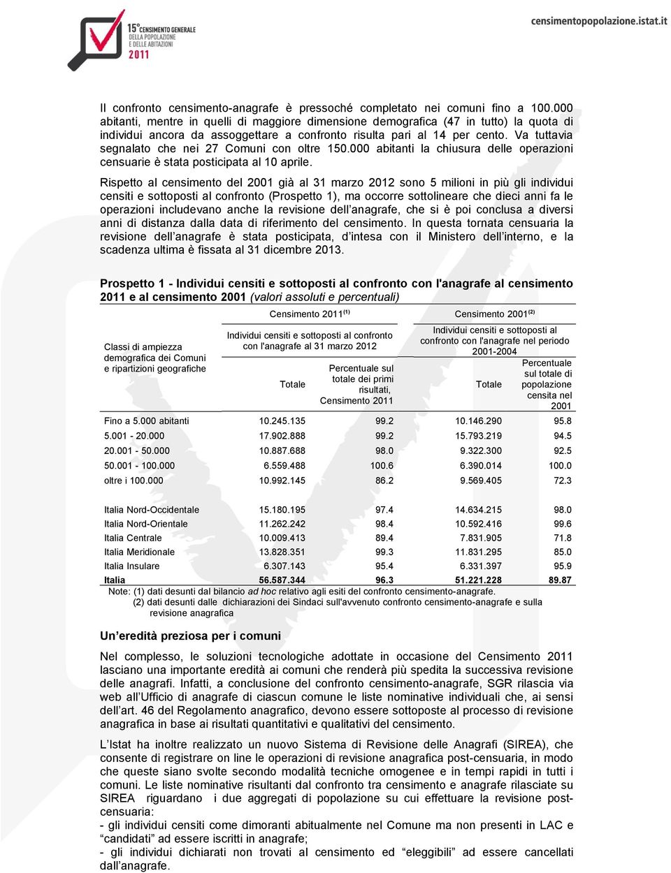 Va tuttavia segnalato che nei 27 Comuni con oltre 150.000 abitanti la chiusura delle operazioni censuarie è stata posticipata al 10 aprile.