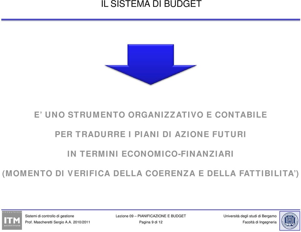 IN TERMINI ECONOMICO-FINANZIARI (MOMENTO DI