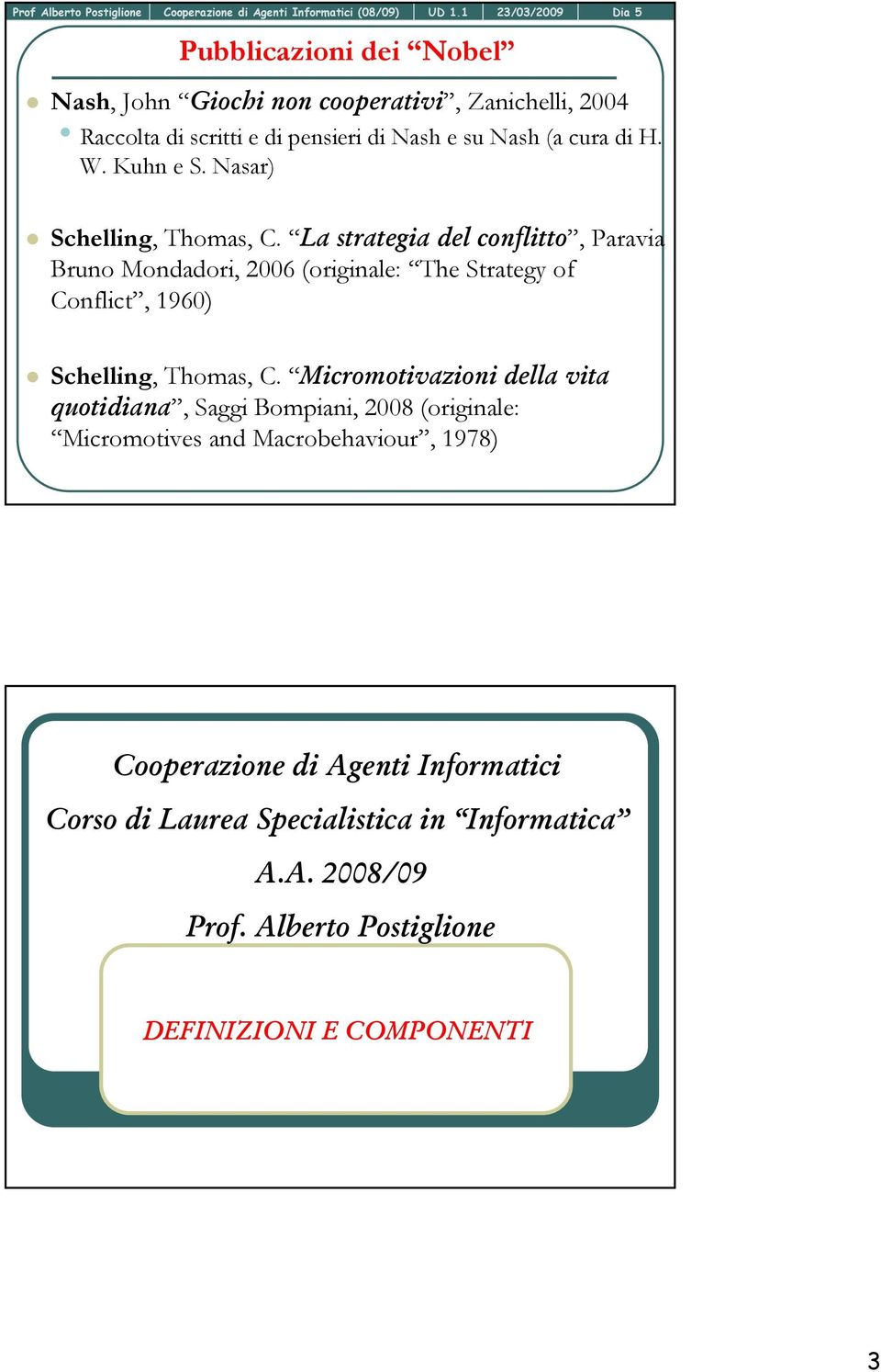 La strategia del conflitto, Paravia Bruno Mondadori, 2006 (originale: The Strategy of Conflict, 1960) Schelling, Thomas, C.