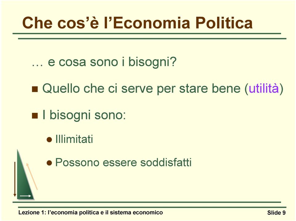 bisogni sono: Illimitati Possono essere soddisfatti