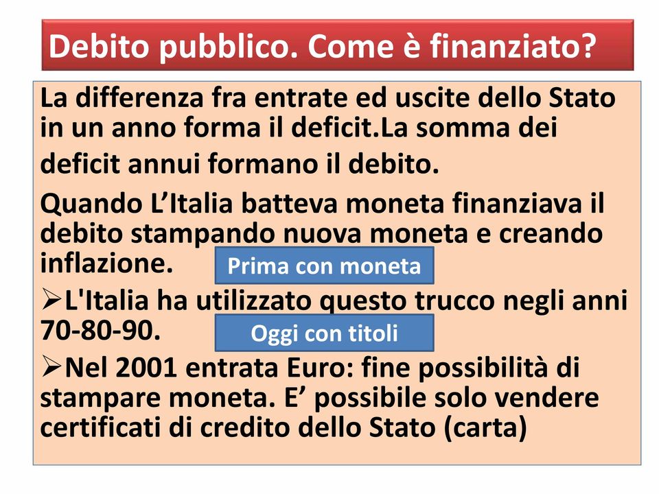 Quando L Italia batteva moneta finanziava il debito stampando nuova moneta e creando inflazione.