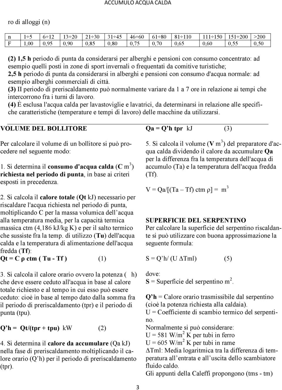 d'acqua normale: ad esempio alberghi commerciali di città. (3) II periodo di preriscaldamento può normalmente variare da 1 a 7 ore in relazione ai tempi che intercorrono fra i turni di lavoro.