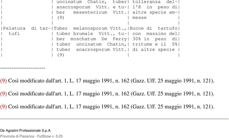 di altre specie (9) (9) Così modificato dall'art. 1, L. 17 maggio 1991, n. 162 (Gazz. Uff. 25 maggio 1991, n. 121). (9) Così modificato dall'art. 1, L. 17 maggio 1991, n. 162 (Gazz. Uff. 25 maggio 1991, n. 121). (9) Così modificato dall'art. 1, L. 17 maggio 1991, n. 162 (Gazz. Uff. 25 maggio 1991, n. 121). De Agostini Professionale S.