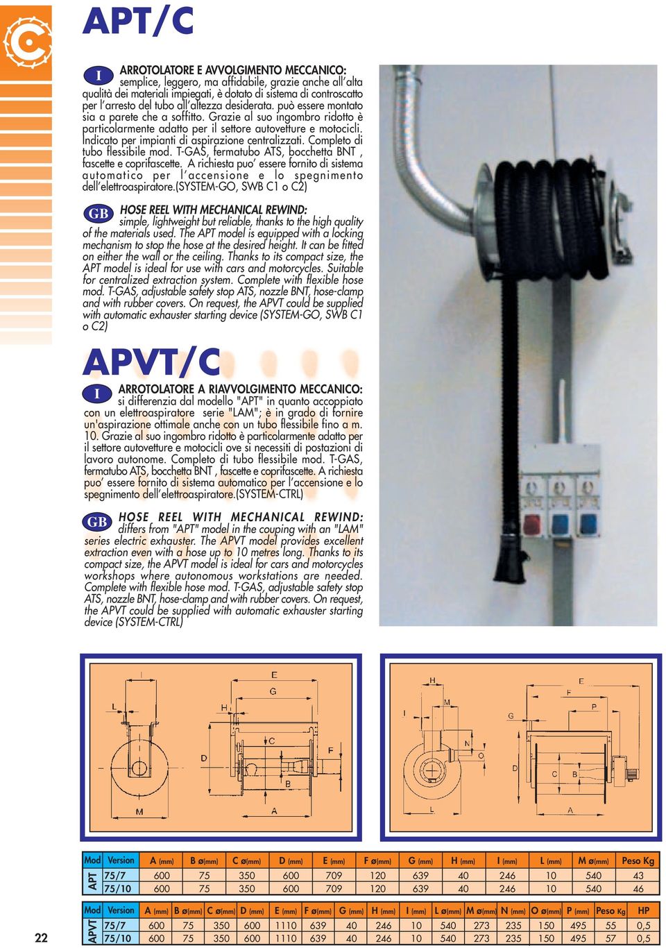 ndicato per impianti di aspirazione centralizzati. Completo di tubo flessibile mod. T-GAS, fermatubo ATS, bocchetta BNT, fascette e coprifascette.