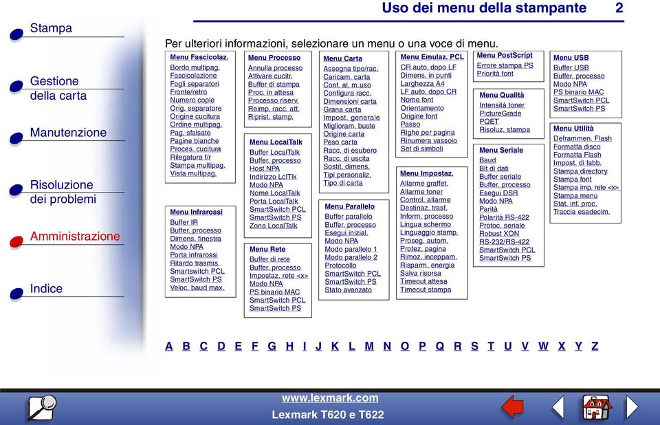 finestra Porta infrarossi Ritardo trasmis. Smartswitch PCL Veloc. baud max. Processo Annulla processo Attivare cucitr. Buffer di stampa Proc. in attesa Processo riserv. Reimp. racc. att. Riprist.