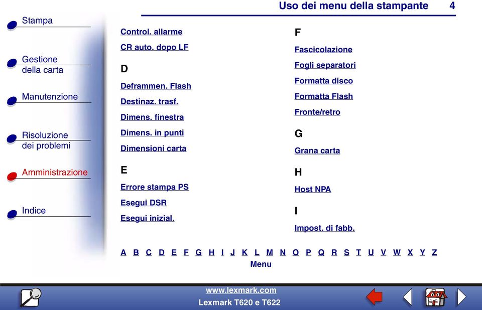 in punti Dimensioni carta E Errore stampa PS Esegui DSR Esegui inizial.