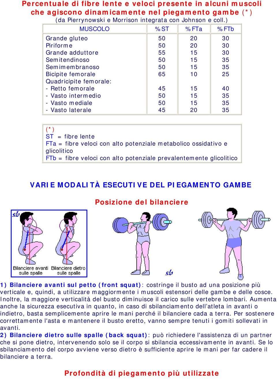 %FTb 55 65 45 45 20 20 10 20 30 30 30 25 40 (*) ST = fibre lente FTa = fibre veloci con alto potenziale metabolico ossidativo e glicolitico FTb = fibre veloci con alto potenziale prevalentemente