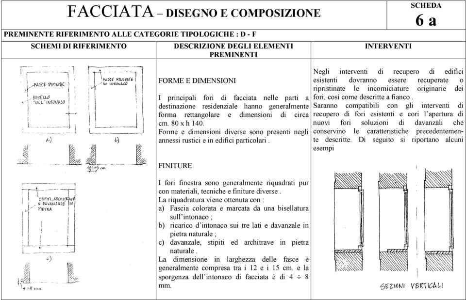 FINITURE I fori finestra sono generalmente riquadrati pur con materiali, tecniche e finiture diverse.