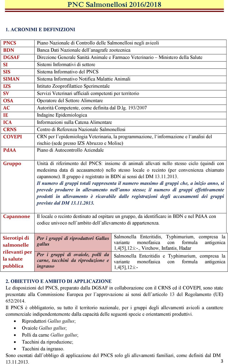 Servizi Veterinari ufficiali competenti per territorio OSA Operatore del Settore Alimentare AC Autorità Competente, come definita dal D.lg.