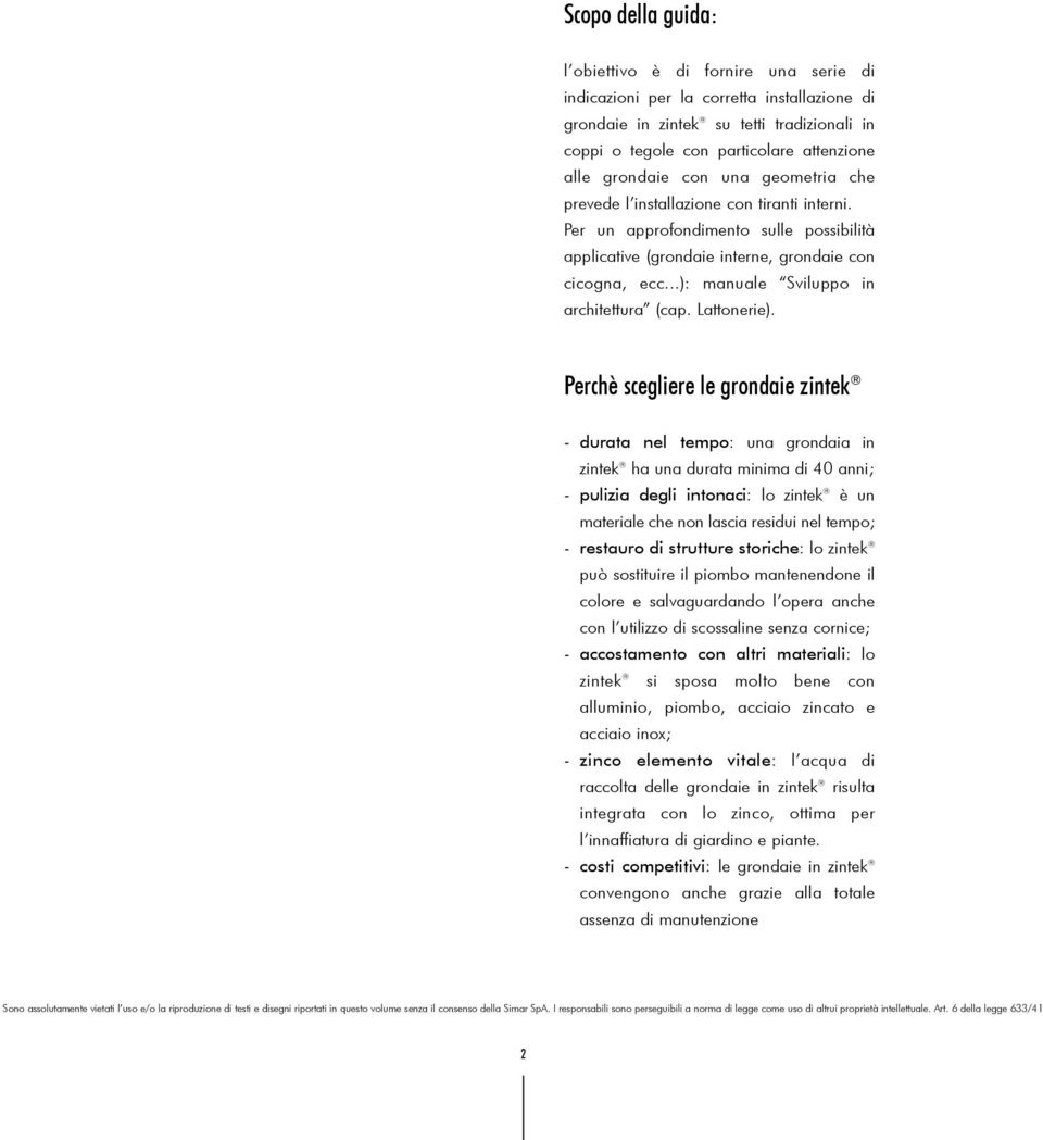 ..): manuale Sviluppo in architettura (cap. Lattonerie).