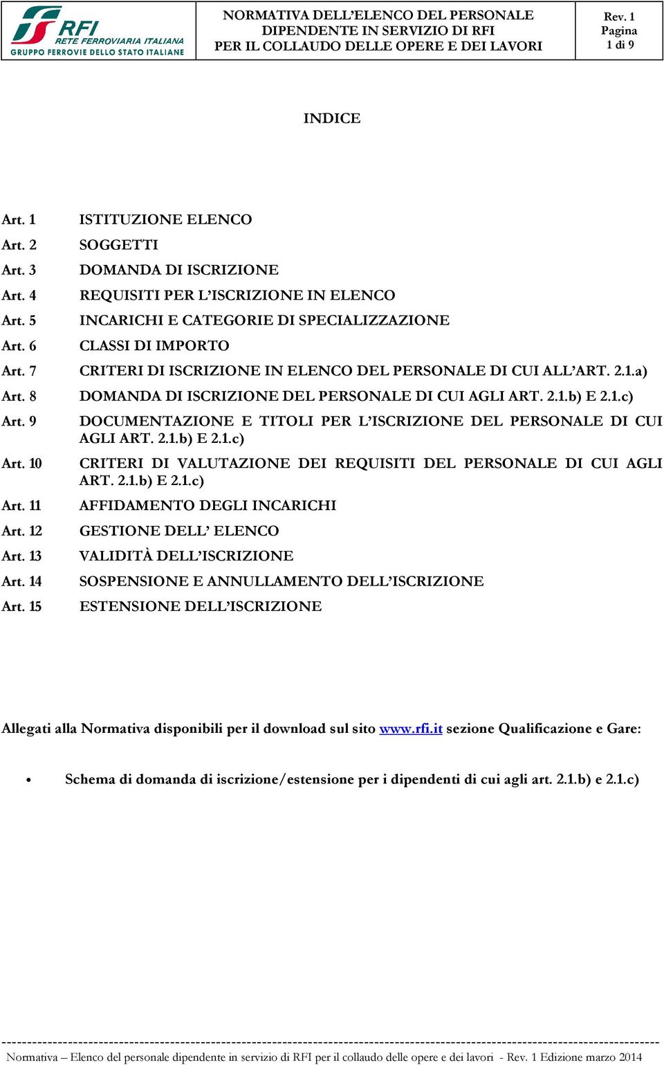 CUI ALL ART. 2.1.a) DOMANDA DI ISCRIZIONE DEL PERSONALE DI CUI AGLI ART. 2.1.b) E 2.1.c) DOCUMENTAZIONE E TITOLI PER L ISCRIZIONE DEL PERSONALE DI CUI AGLI ART. 2.1.b) E 2.1.c) CRITERI DI VALUTAZIONE DEI REQUISITI DEL PERSONALE DI CUI AGLI ART.