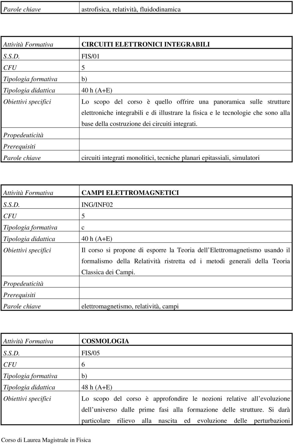 circuiti integrati monolitici, tecniche planari epitassiali, simulatori Attività Formativa CAMPI ELETTROMAGNETICI ING/INF02 Tipologia formativa c Obiettivi specifici Il corso si propone di esporre la