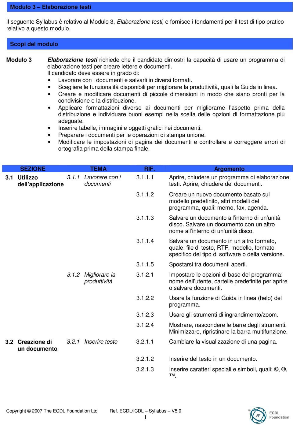 Il candidato deve essere in grado di: Lavorare con i documenti e salvarli in diversi formati. Scegliere le funzionalità disponibili per migliorare la produttività, quali la Guida in linea.