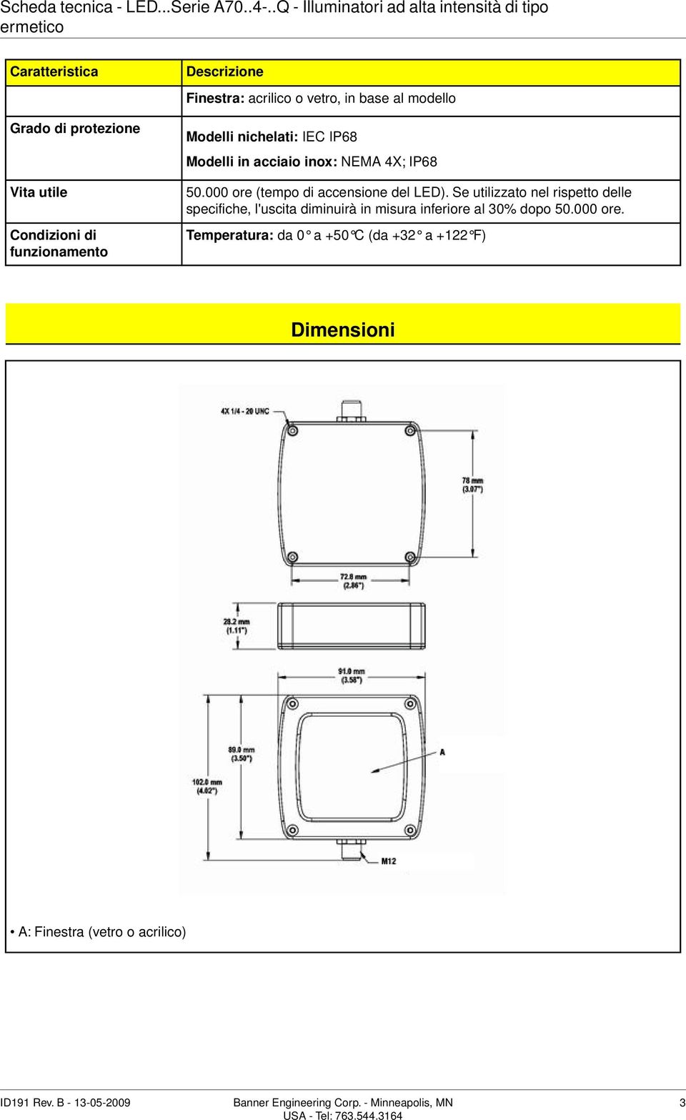 000 ore (tempo di accensione del LED).