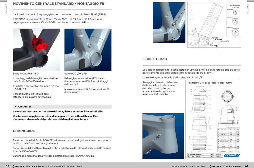 E adatto a deragliatori Shimano E-Type o SRAM S3 Il guida catena è integrato ed è attaccato alla piastra di fissaggio Scale 900 (29 ) FD Il deragliatore anteriore (FD) ha un diametro interno di 34.