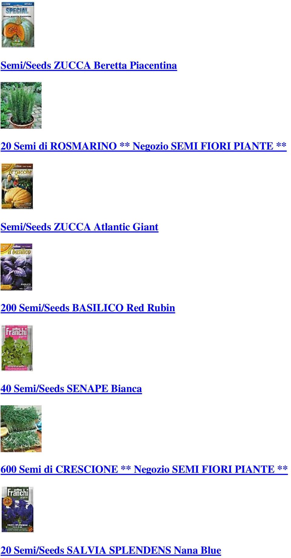 BASILICO Red Rubin 40 Semi/Seeds SENAPE Bianca 600 Semi di CRESCIONE