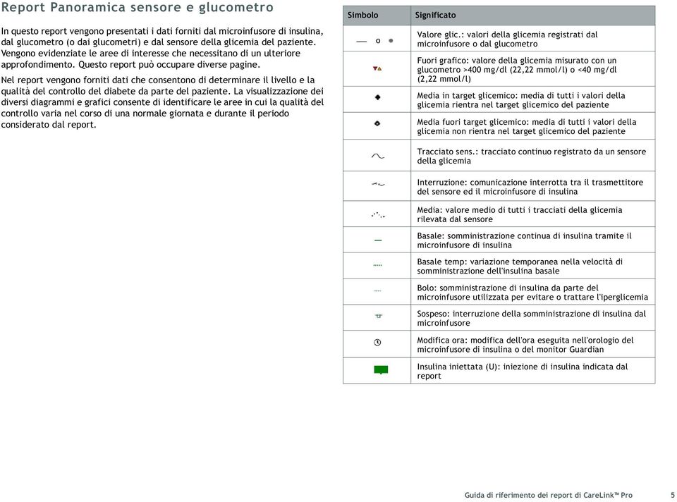 Nel report vengono forniti dati che consentono di determinare il livello e la qualità del controllo del diabete da parte del paziente.