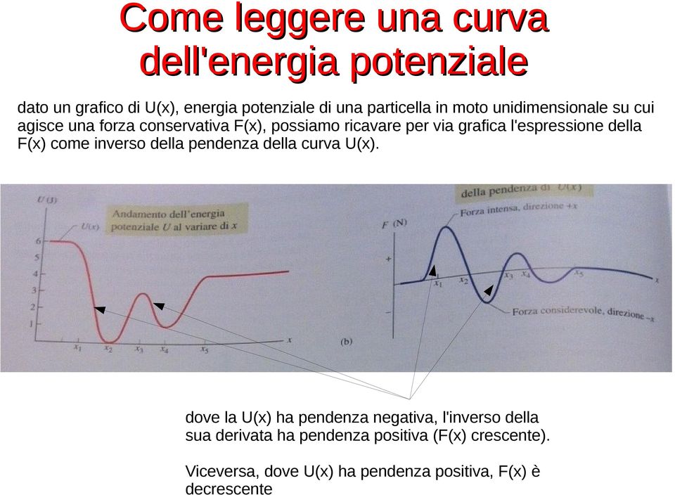 della F(x) come inverso della pendenza della curva U(x).