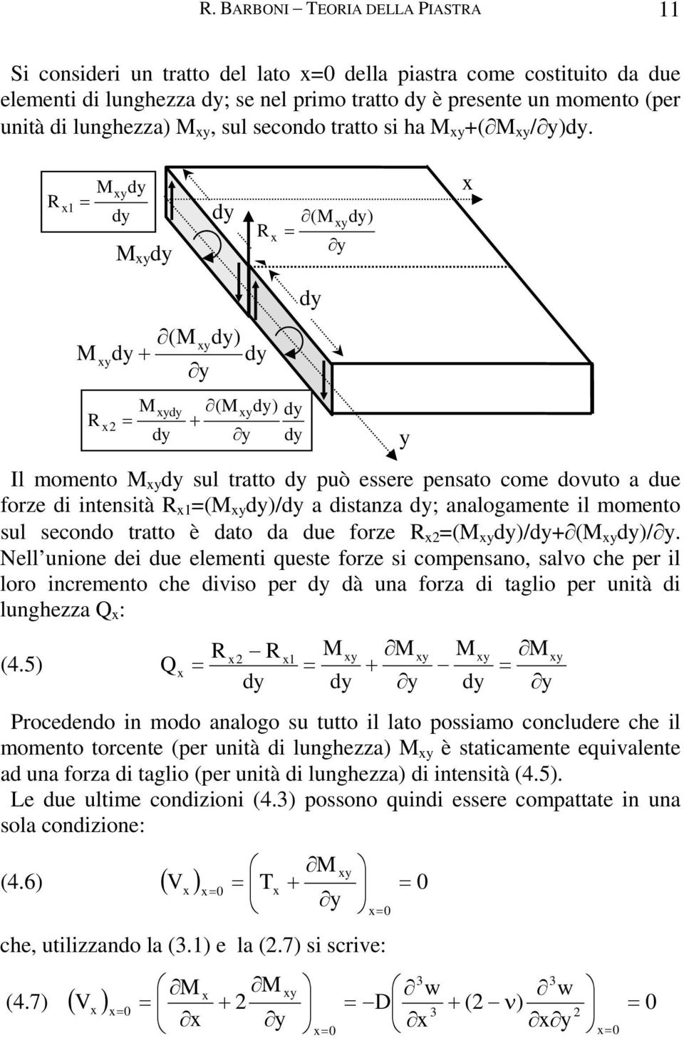 R 1 d = d d d R (d) = Il momento d sul tratto d può essere pensato come dovuto a due forze di intensità R 1 =( d)/d a distanza d; analogamente il momento sul secondo tratto è dato da due forze R =(