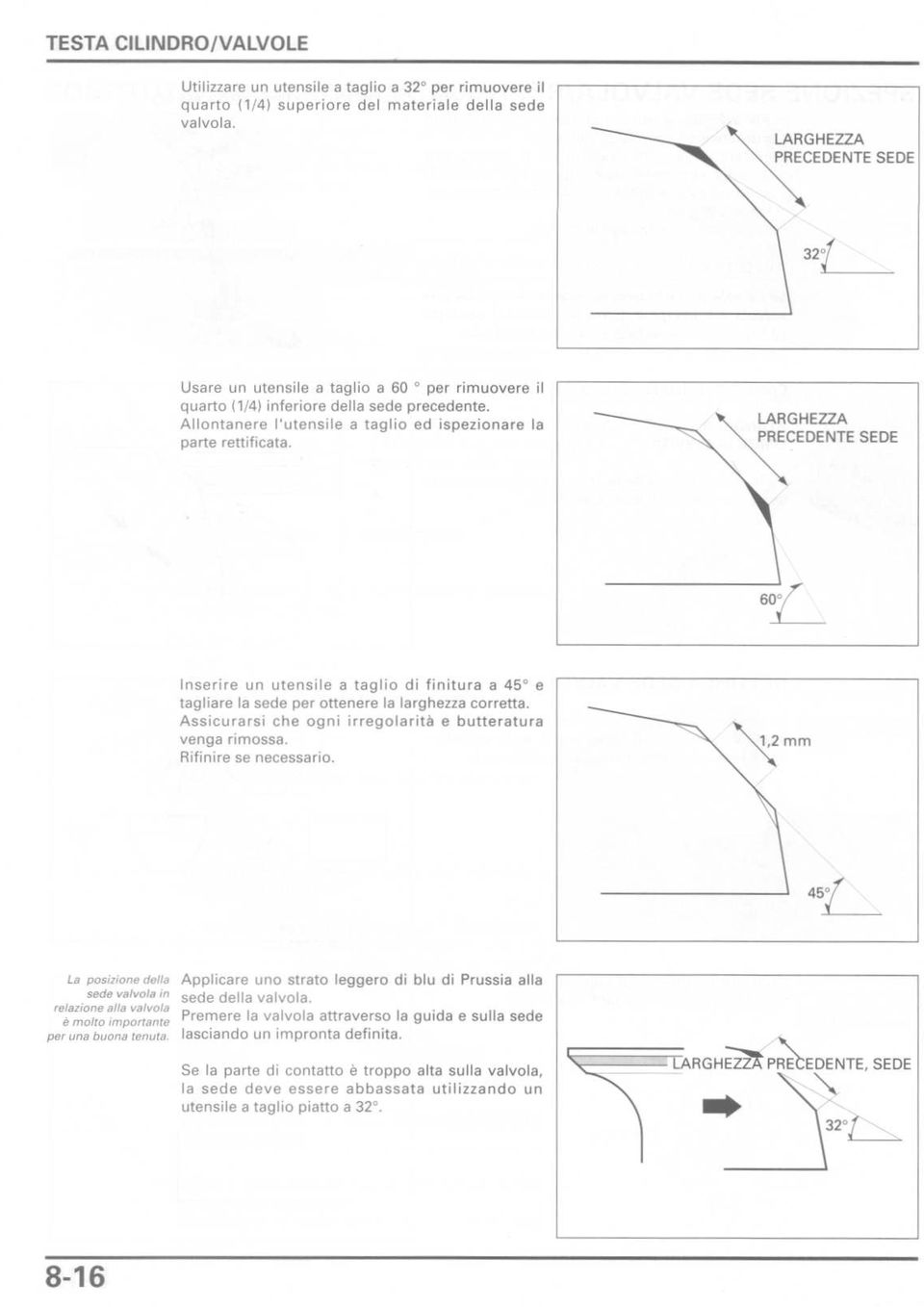 LARGHEZZA PRECEDENTE SEDE Inserire un utensile a taglio di finitura a 45 e tagliare la sede per ottenere la larghezza corretta. Assicurarsi che ogni irregolarità e butteratura venga rimossa.