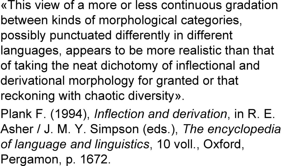 and derivational morphology for granted or that reckoning with chaotic diversity». Plank F.