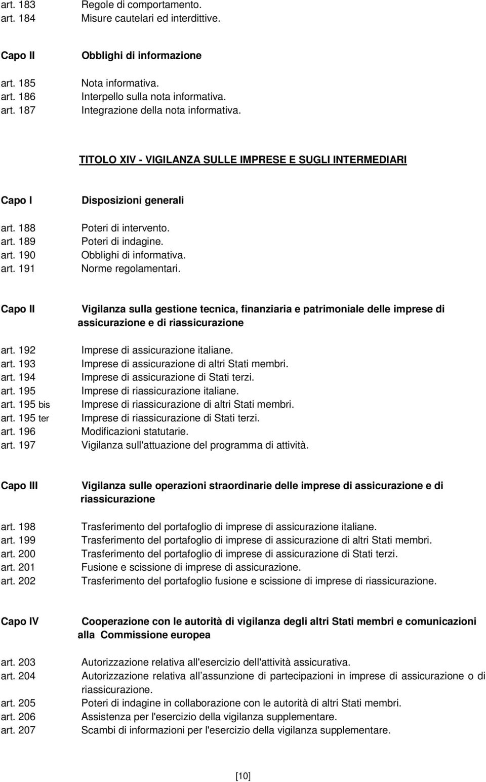 Poteri di indagine. Obblighi di informativa. Norme regolamentari. Capo II art. 192 art. 193 art. 194 art. 195 art. 195 bis art. 195 ter art. 196 art.