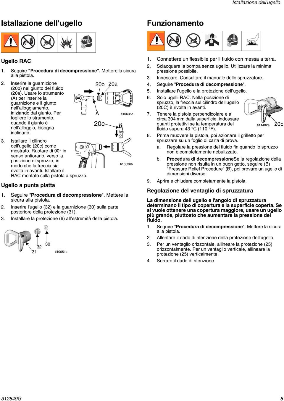 Per A ti10635c togliere lo strumento, quando il giunto è 20c nell'alloggio, bisogna inclinarlo. 3. Istallare il cilindro dell'ugello (20c) come mostrato.