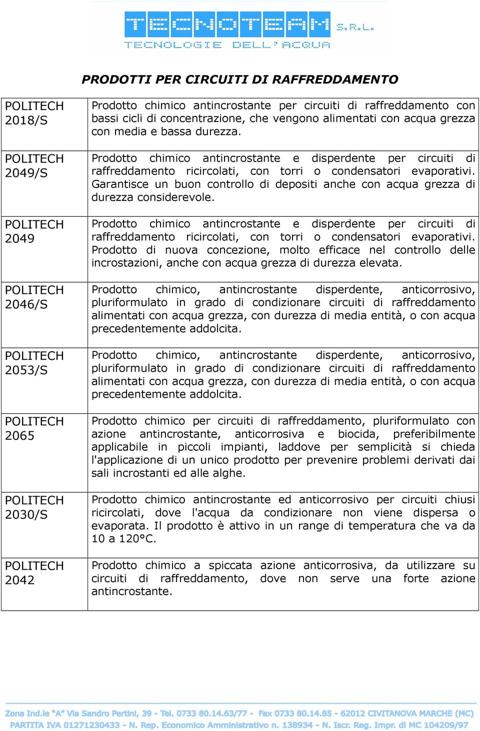 Garantisce un buon controllo di depositi anche con acqua grezza di durezza considerevole.