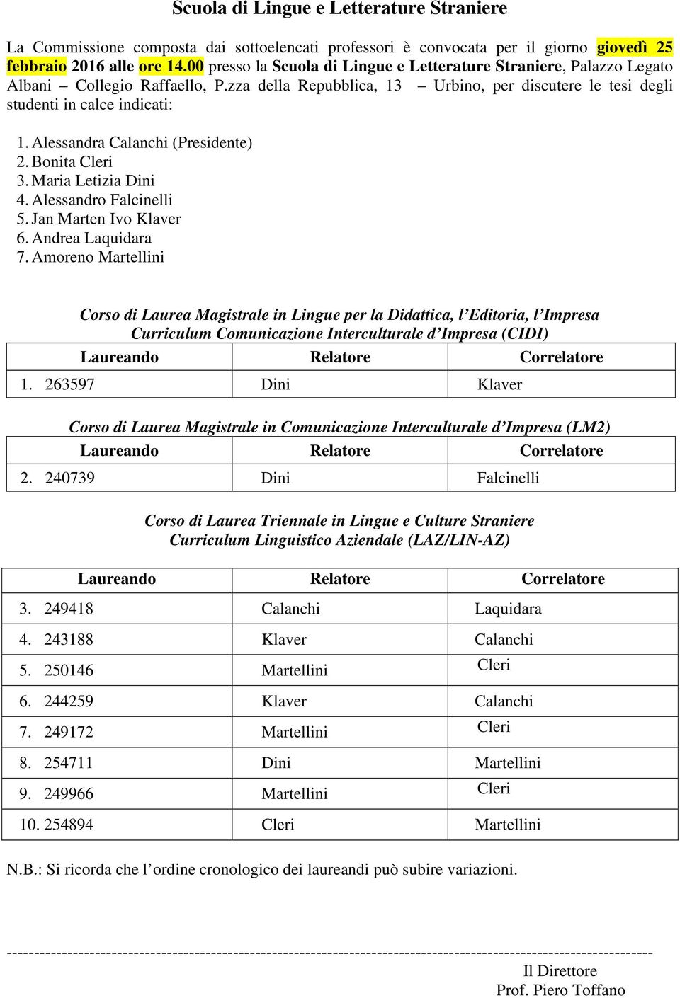 Amoreno Martellini Corso di Laurea Magistrale in Lingue per la Didattica, l Editoria, l Impresa Curriculum Comunicazione Interculturale d Impresa (CIDI) 1.