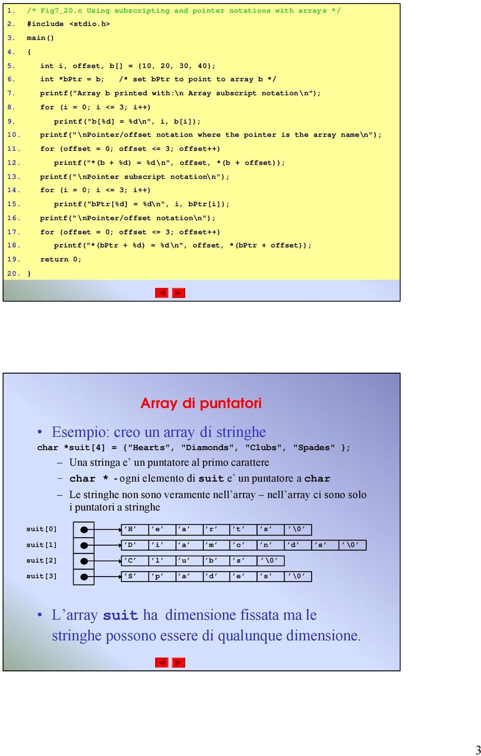 printf("\npointer/offset notation where the pointer is the array name\n"); 11. for (offset = 0; offset <= 3; offset++) 12. printf("*(b + %d) = %d\n", offset, *(b + offset)); 13.