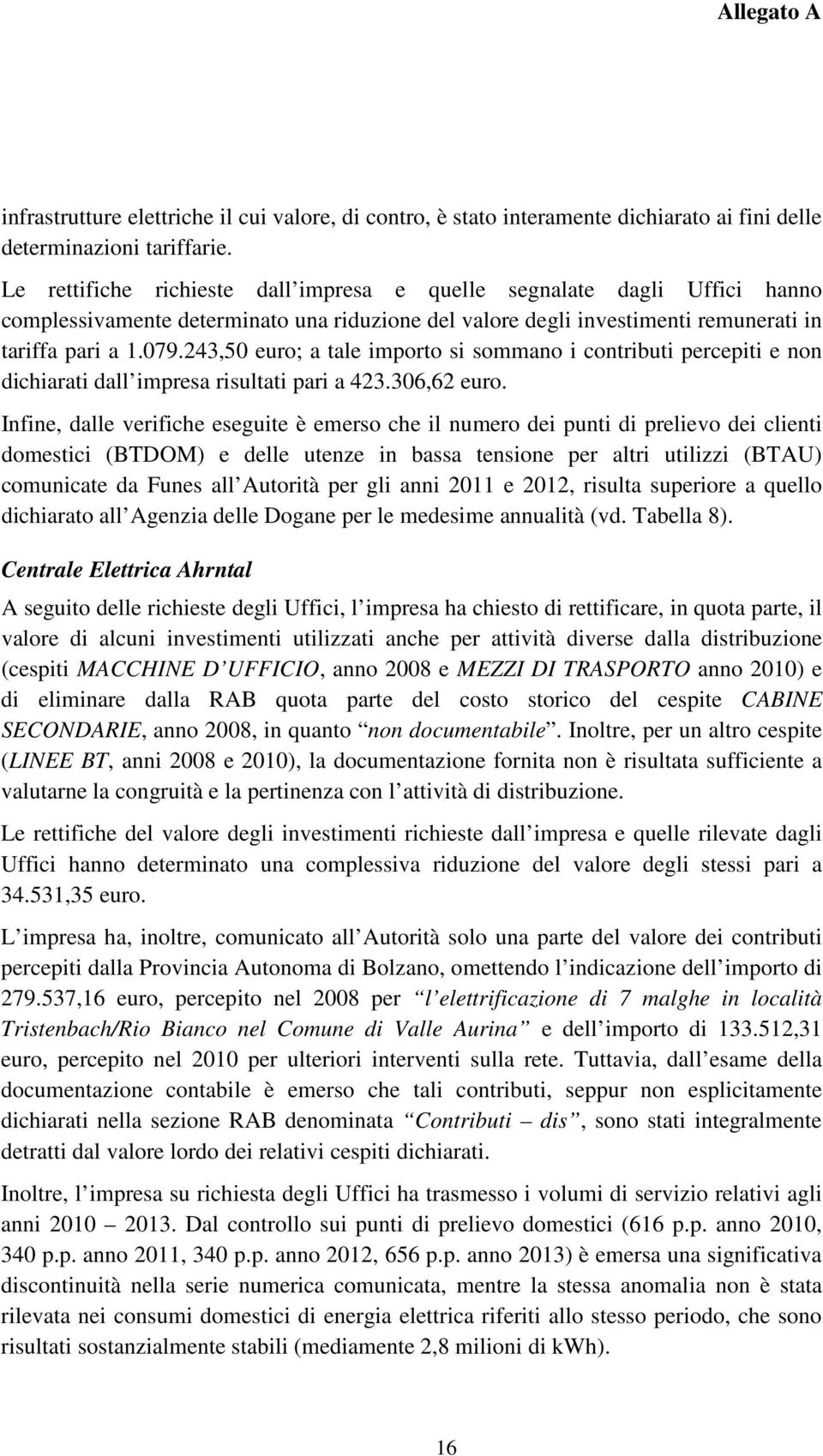 243,50 euro; a tale importo si sommano i contributi percepiti e non dichiarati dall impresa risultati pari a 423.306,62 euro.