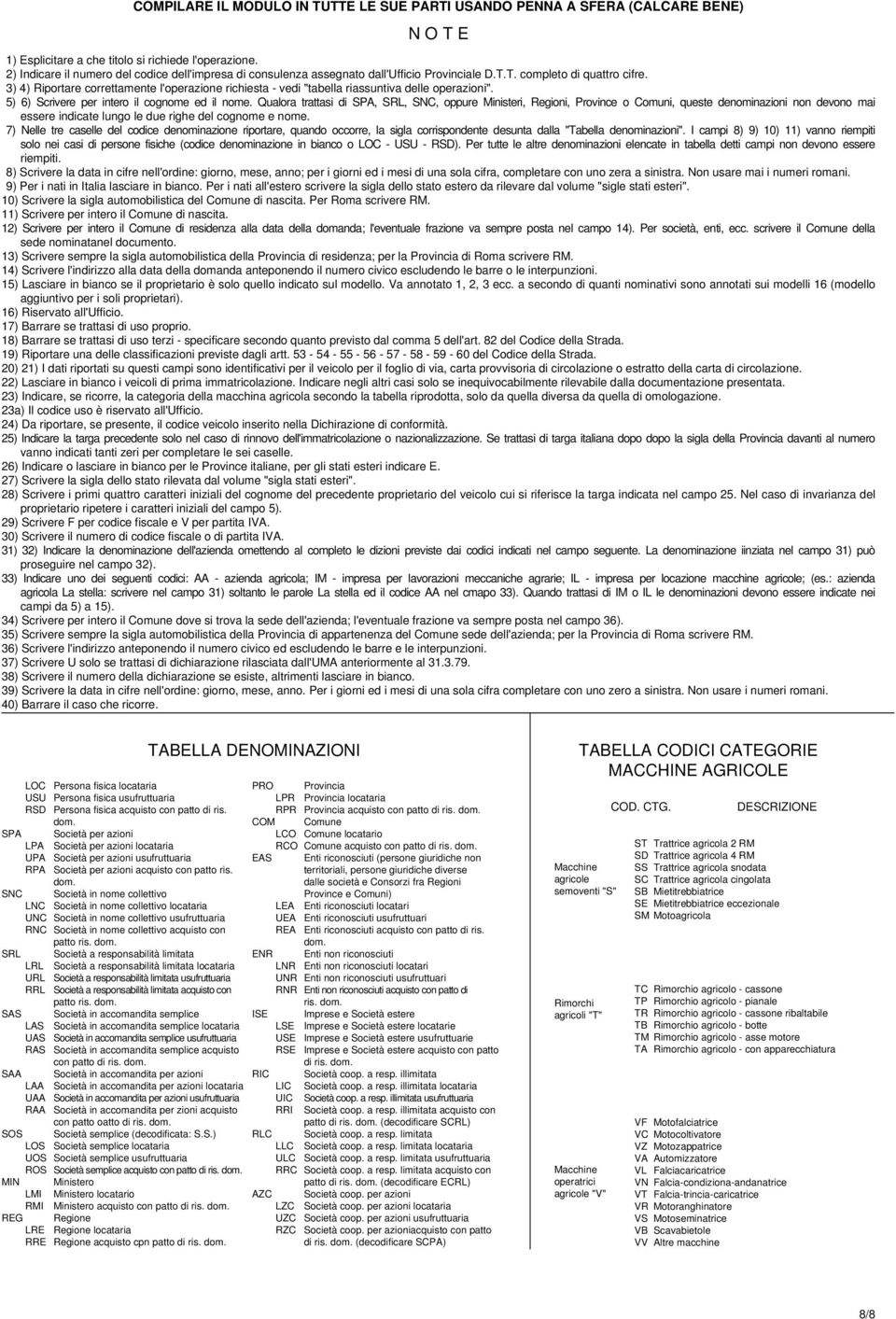 3) 4) Riportare correttamente l'operazione richiesta vedi "tabella riassuntiva delle operazioni". ) 6) Scrivere per intero il cognome ed il nome.