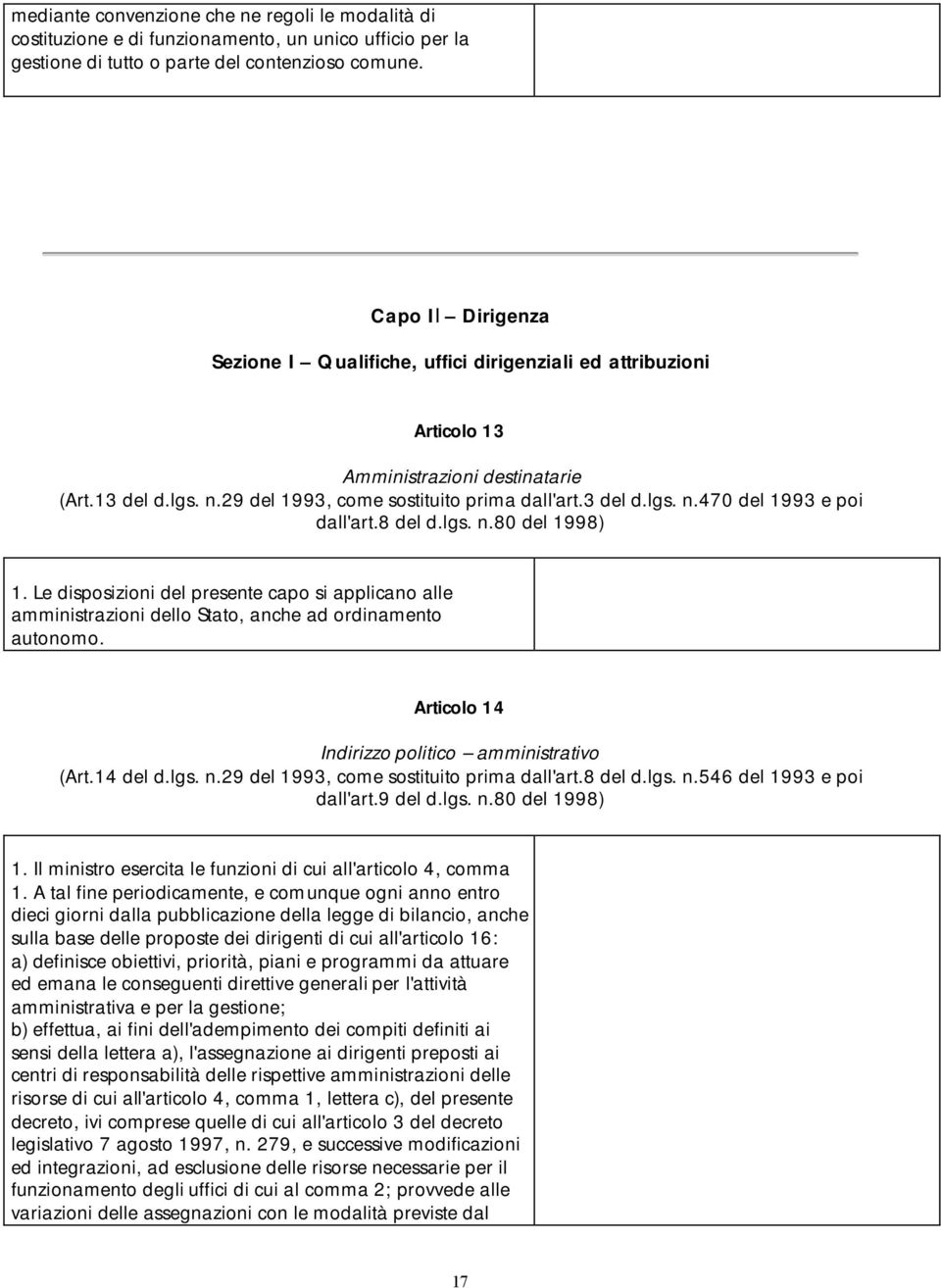 8 del d.lgs. n.80 del 1998) 1. Le disposizioni del presente capo si applicano alle amministrazioni dello Stato, anche ad ordinamento autonomo. Articolo 14 Indirizzo politico amministrativo (Art.