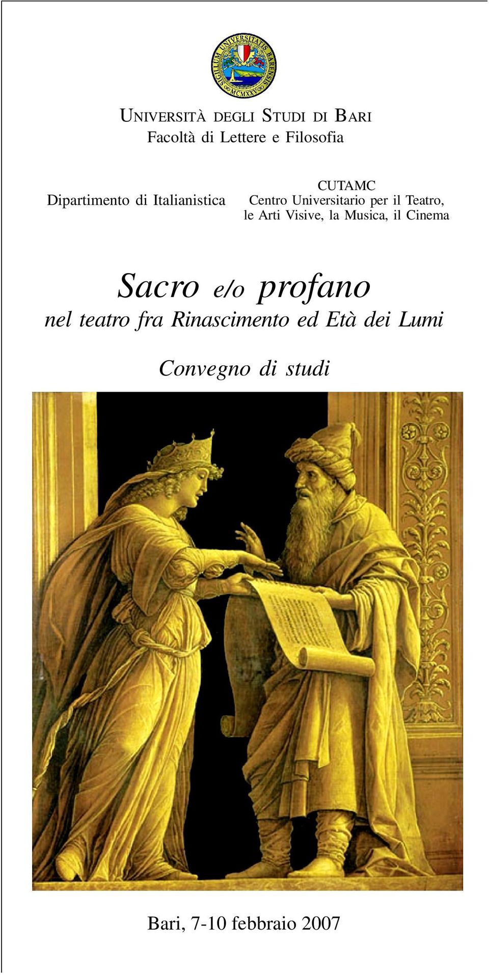 il Teatro, le Arti Visive, la Musica, il Cinema e/o profano nel