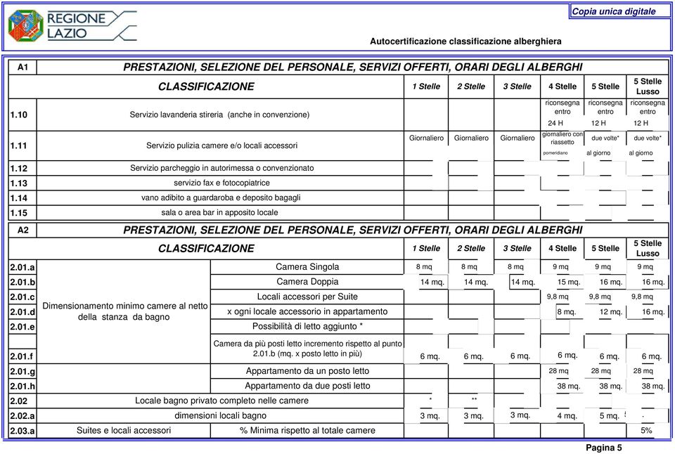e/o locali accessori Giornaliero Giornaliero Giornaliero 4 Stelle riconsegna entro riconsegna entro 24 H 12 H giornaliero con riassetto due volte* pomeridiano al giorno Lusso riconsegna entro 12 H