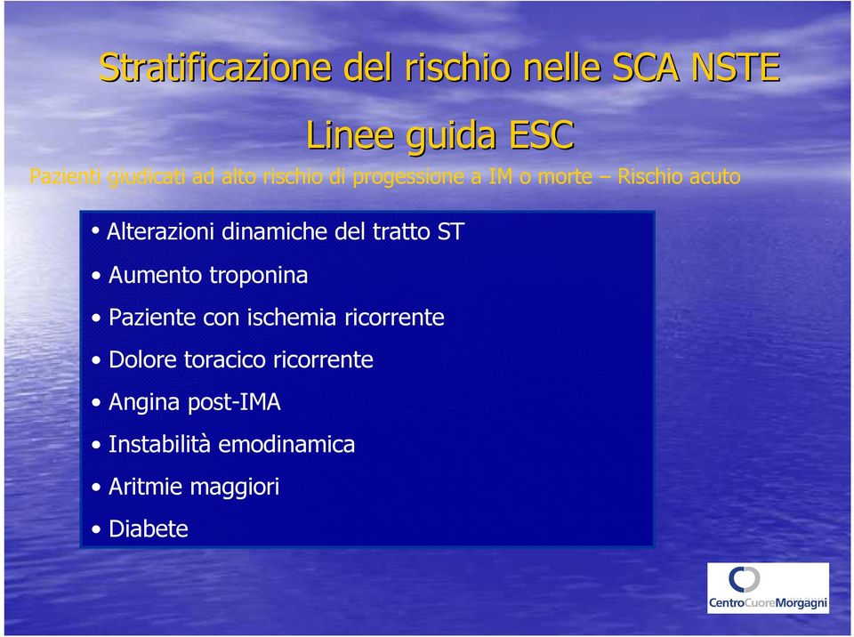 dinamiche del tratto ST Aumento troponina Paziente con ischemia ricorrente