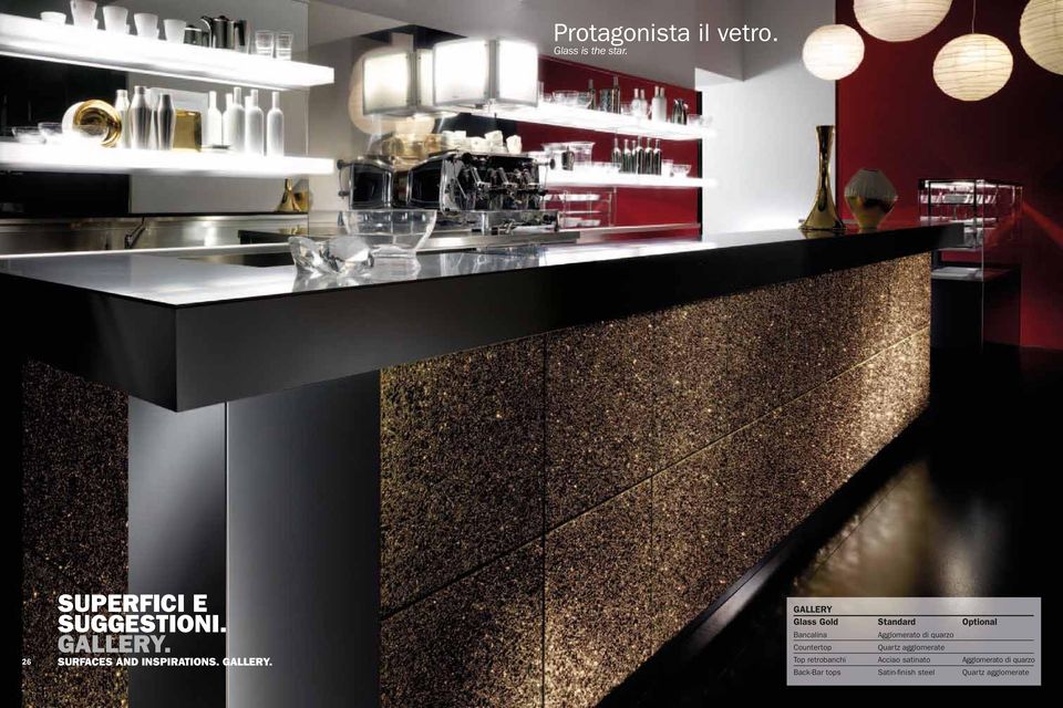 GALLERY Glass Gold Standard Optional Bancalina Agglomerato di quarzo