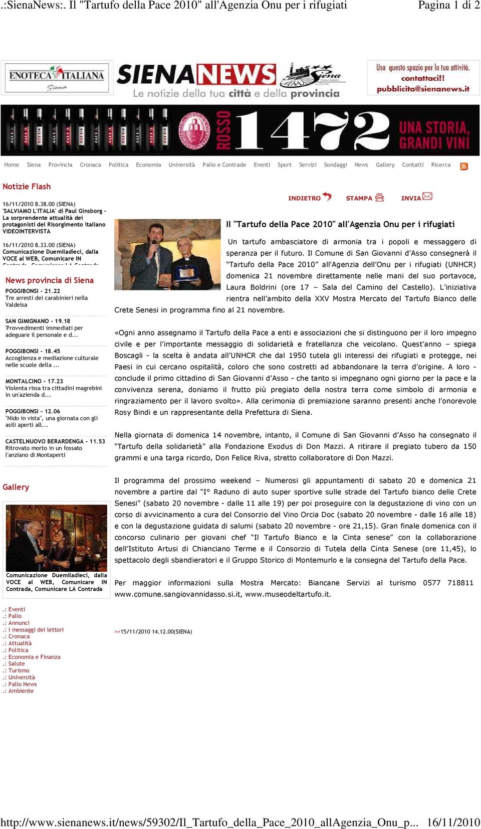 00 (SIENA) 'SALVIAMO L'ITALIA' di Paul Ginsborg - La sorprendente attualità dei protagonisti del Risorgimento italiano VIDEOINTERVISTA 16/11/2010 8.33.