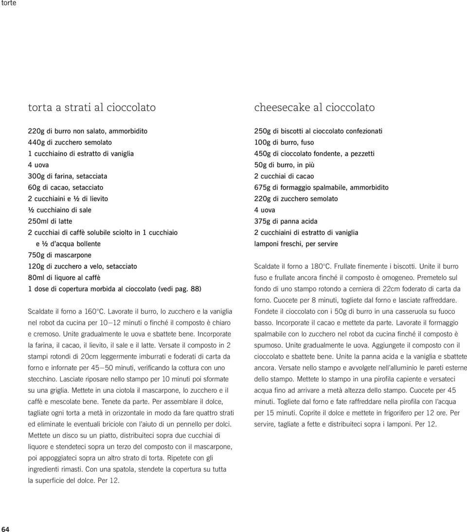 velo, setacciato 80ml di liquore al caffè 1 dose di copertura morbida al cioccolato (vedi pag. 88) Scaldate il forno a 160 C.