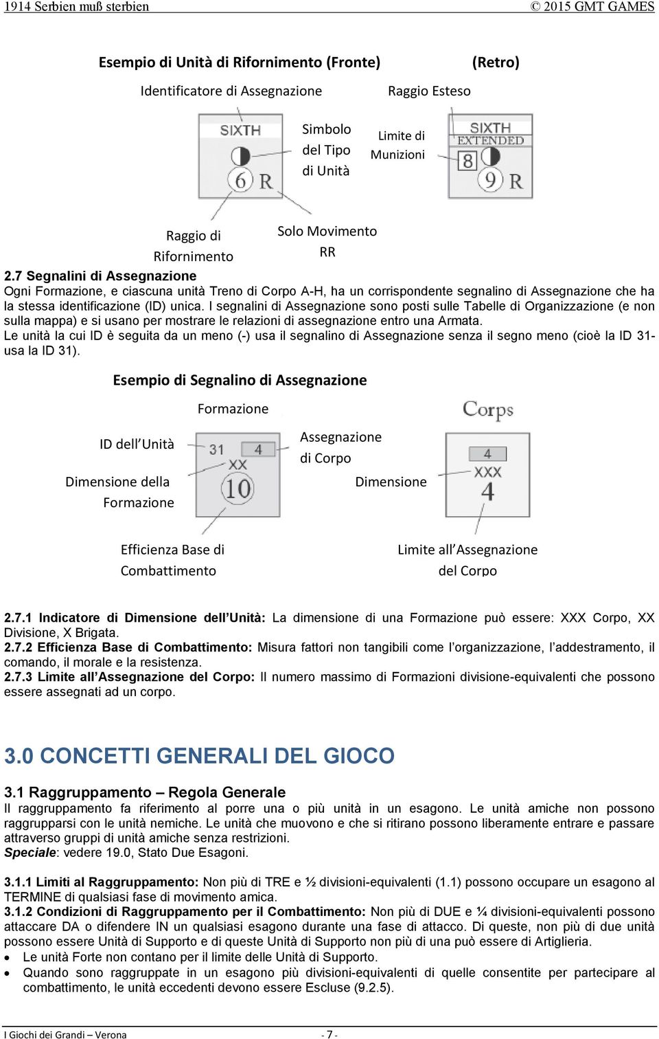 I segnalini di Assegnazione sono posti sulle Tabelle di Organizzazione (e non sulla mappa) e si usano per mostrare le relazioni di assegnazione entro una Armata.