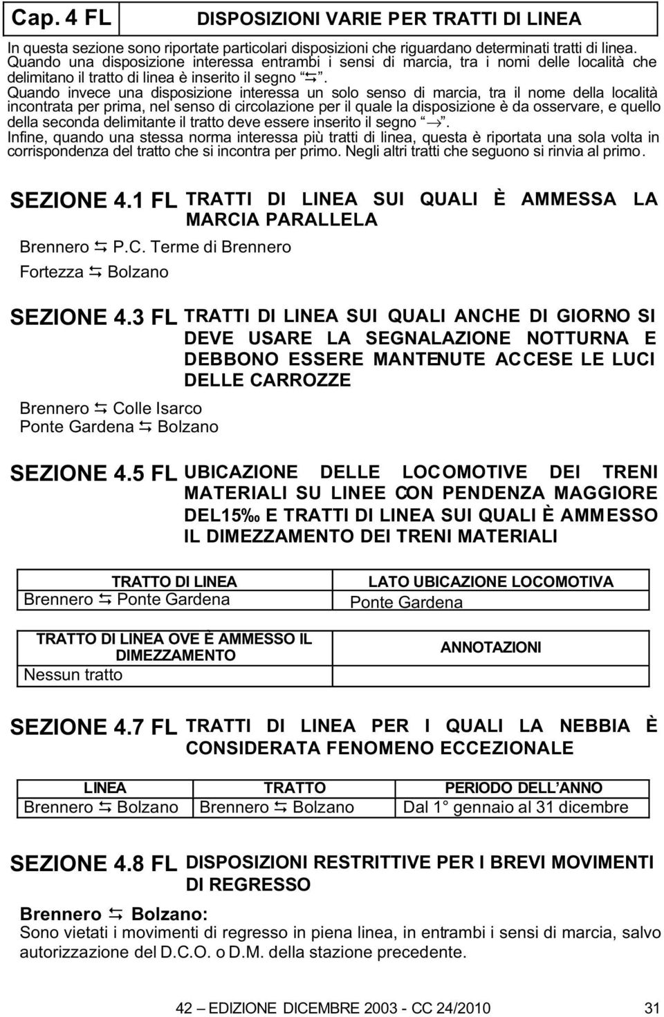 Quando invece una disposizione interessa un solo senso di marcia, tra il nome della località incontrata per prima, nel senso di circolazione per il quale la disposizione è da osservare, e quello